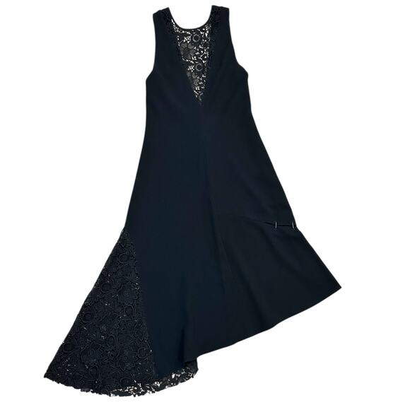 Tibi Open-Back Asymmetric Guipure Lace-Paneled Embellished Crepe Midi Dress - Picture 7 of 10